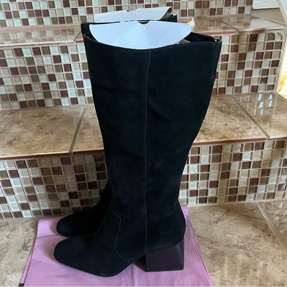 AQUA COLLEGE WOMENS TORI WATERPROOF TALL SUEDE CLASSIC BOOT BLACK 10M. New W/Box - Picture 8 of 8